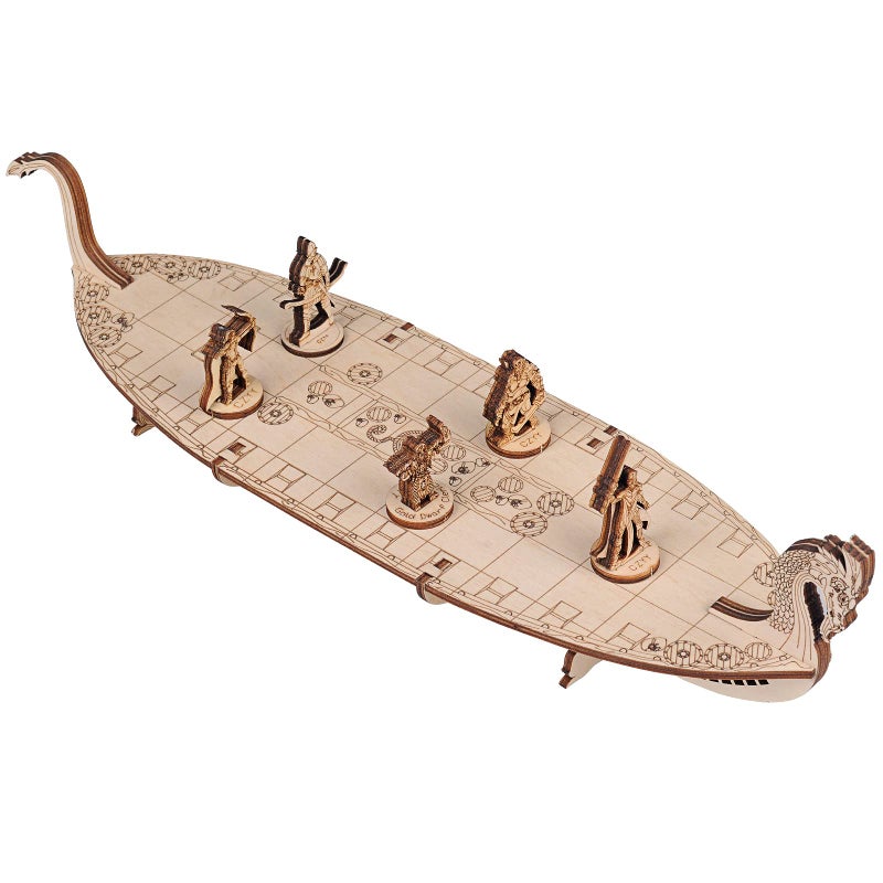 CZYY Miniatures Viking Longship Wood Laser Cut 1 Inch Square Grid Ship Battle Map for D&D, Dungeons and Dragons, Pathfinder or Other Tabletop RPG - Image 1